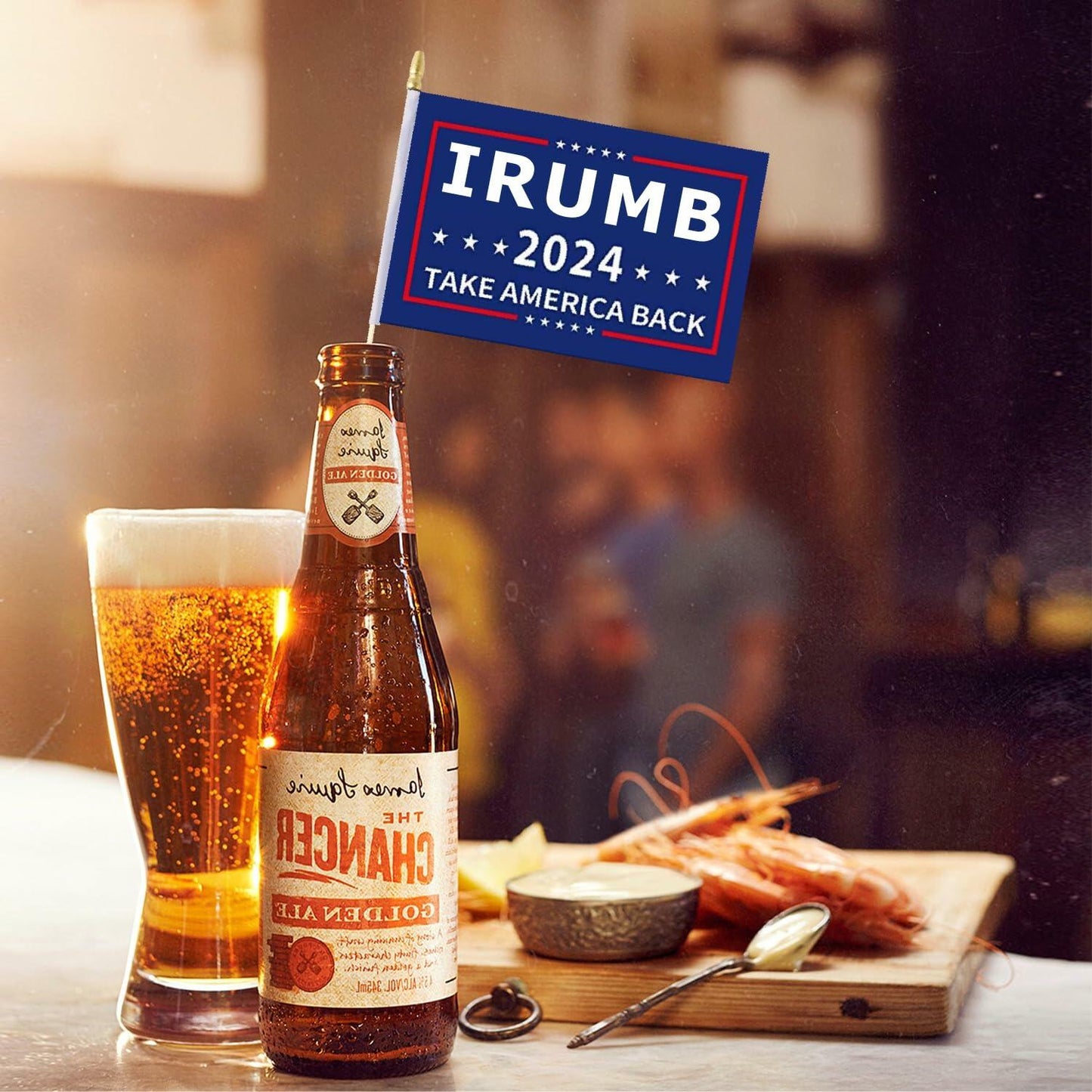 Fisottey Irump 2024 Flags 12 Pack 5x8 Inch Small Wooden Stick Multicolor