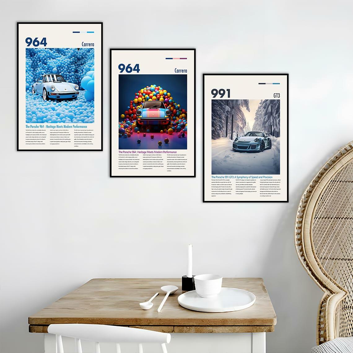 YofAb 911 GT Turbo Car Poster Canvas Wall Art Unframed 12x18 Black