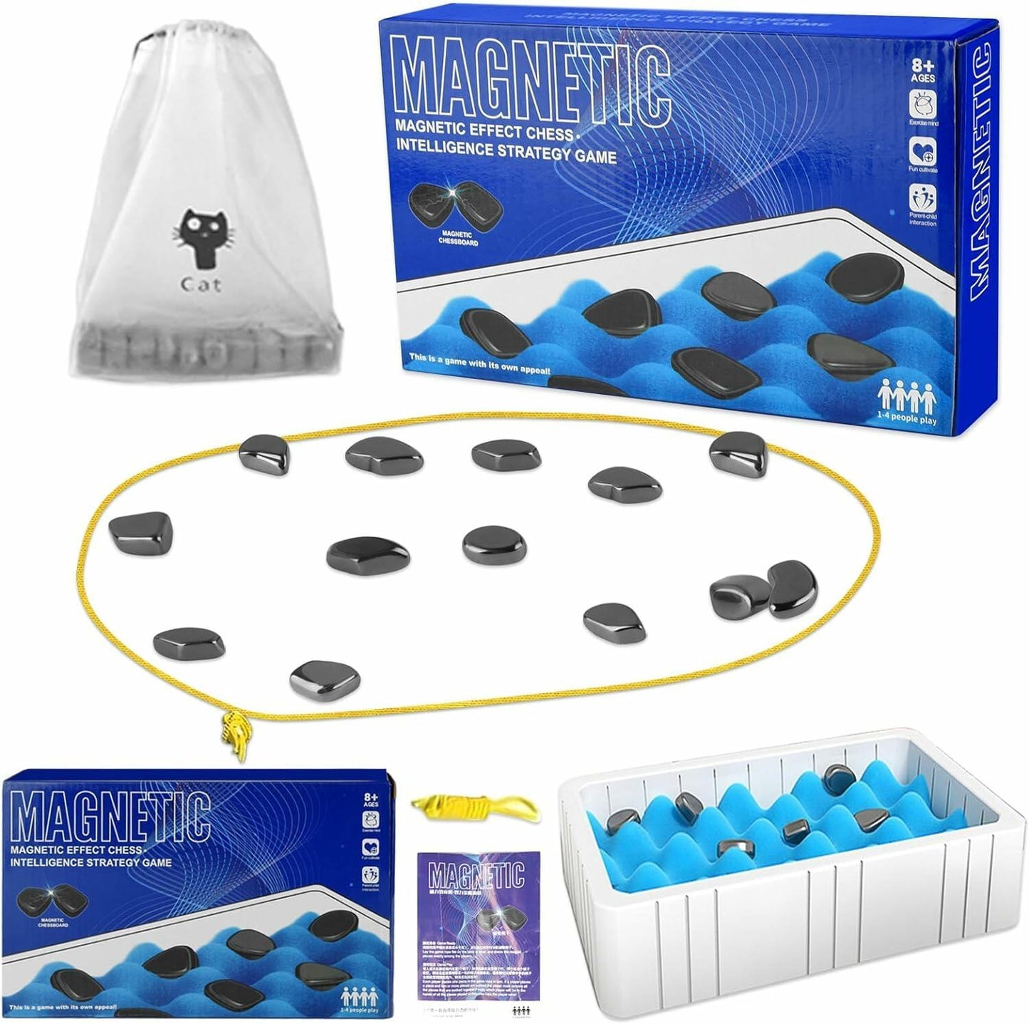 COVBOARD Magnetic Chess Game Tabletop Strategy Family Fun with Rope Sponge