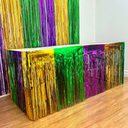 GiftExpress 2-Pack Mardi Gras Metallic Fringe Table Skirts Purple Foil Fringe