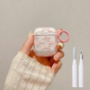 Reownest AirPods Pro 2 Case Soft Clear Bow Pattern Shockproof Keychain Cover