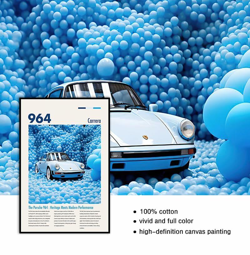 YofAb 911 GT Turbo Car Poster Canvas Wall Art Unframed 12x18 Black