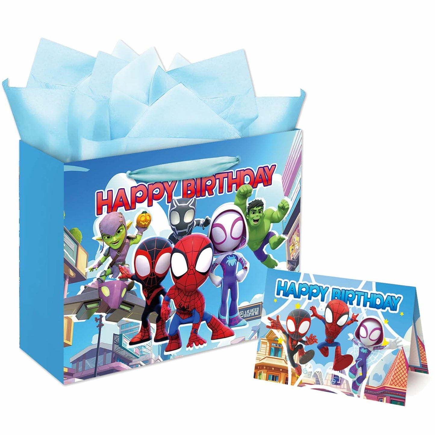 ZEZGERS Spidey Gift Bag w/ Handle Tissue Paper & Card Birthday Party