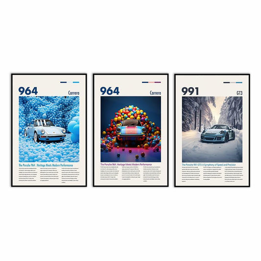 YofAb 911 GT Turbo Car Poster Canvas Wall Art Unframed 12x18 Black