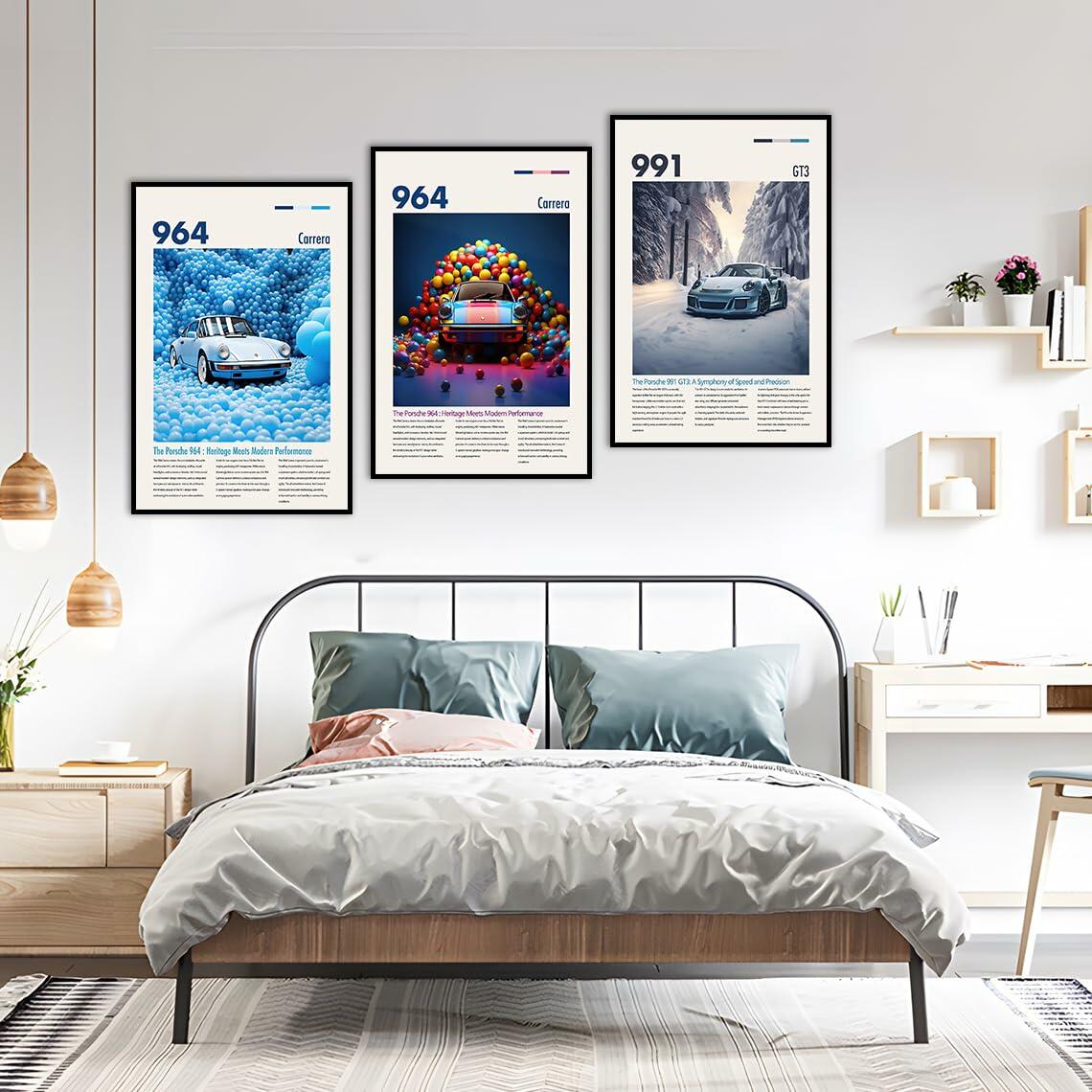 YofAb 911 GT Turbo Car Poster Canvas Wall Art Unframed 12x18 Black