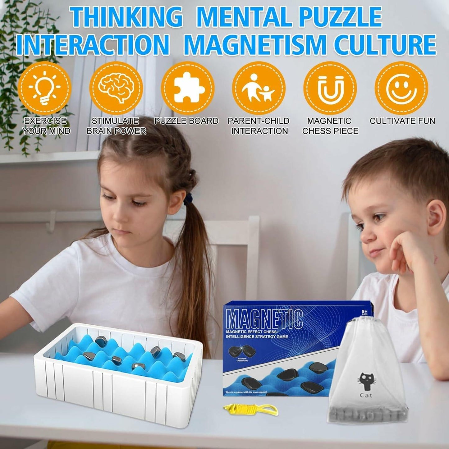 COVBOARD Magnetic Chess Game Tabletop Strategy Family Fun with Rope Sponge