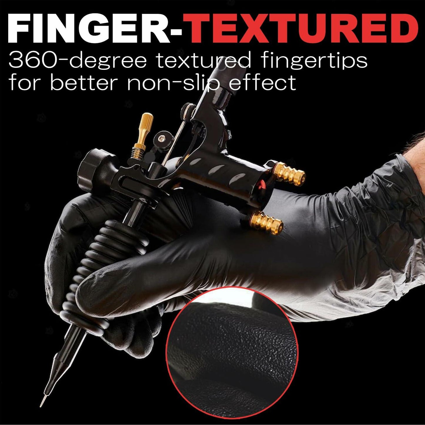 SANYU Nitrile Gloves Powder-Free Latex-Free Food Safe Black 100ct Size L