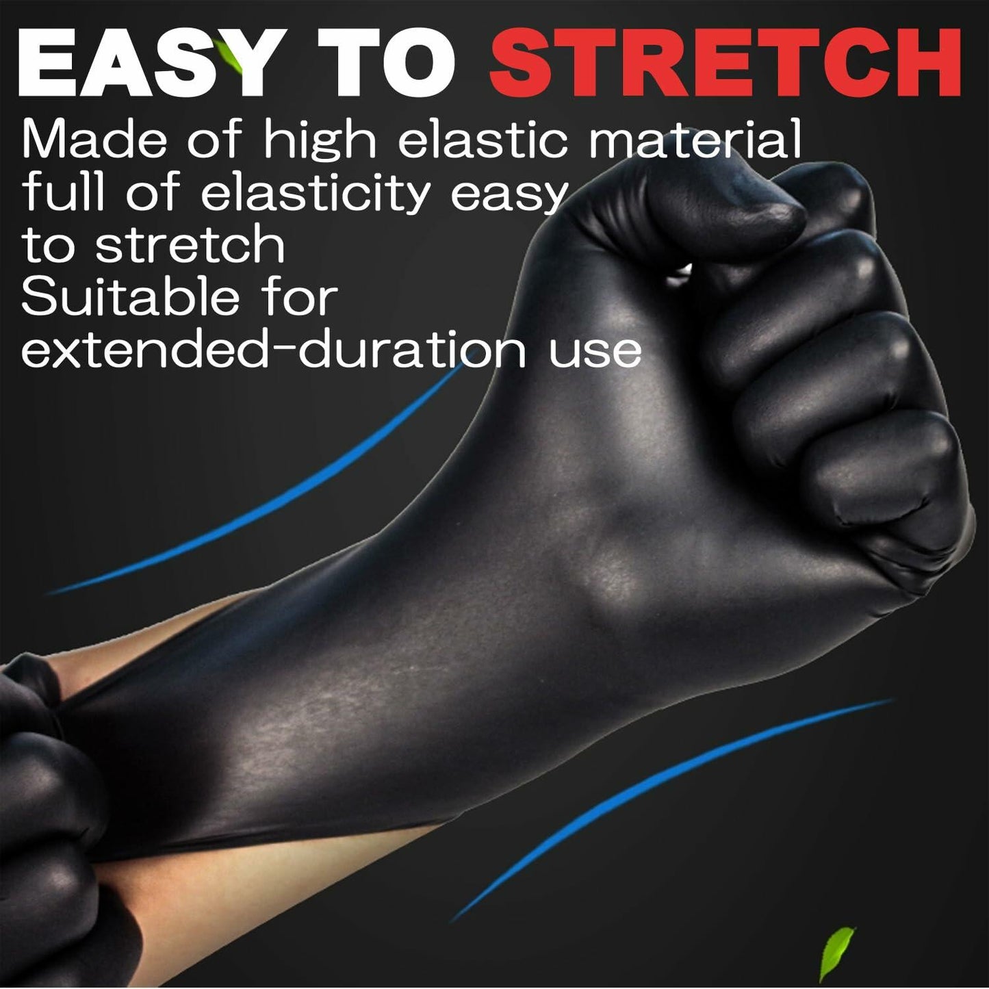 SANYU Nitrile Gloves Powder-Free Latex-Free Food Safe Black 100ct Size L