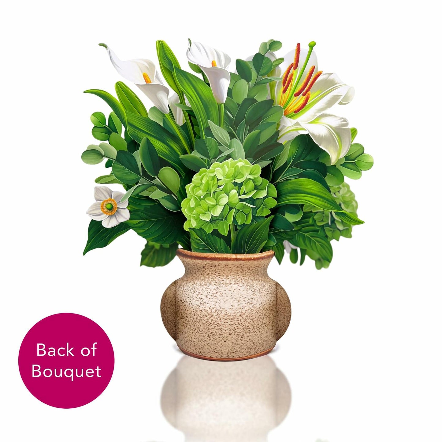 Freshcut Paper 3D Pop Up Card Ivory & Sage 12" Forever Flower Bouquet