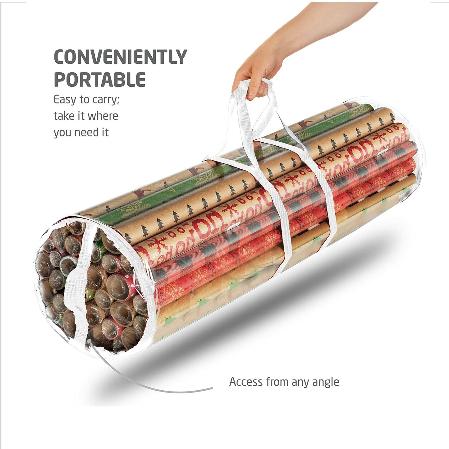 ZOBER Wrapping Paper Organizer 40in Waterproof Storage Holds 25 Rolls White