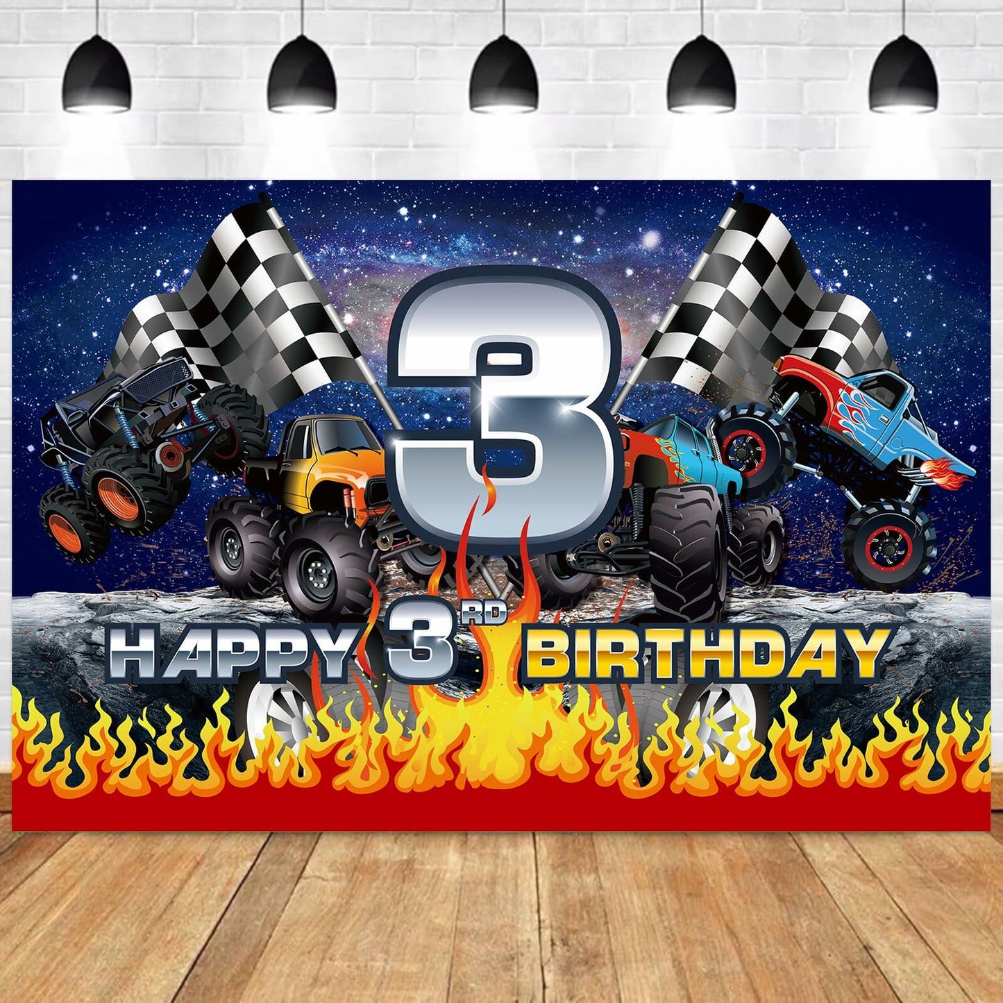 Hoywas Monster Truck Birthday Party Supplies 3rd Theme Decorations Set Boys