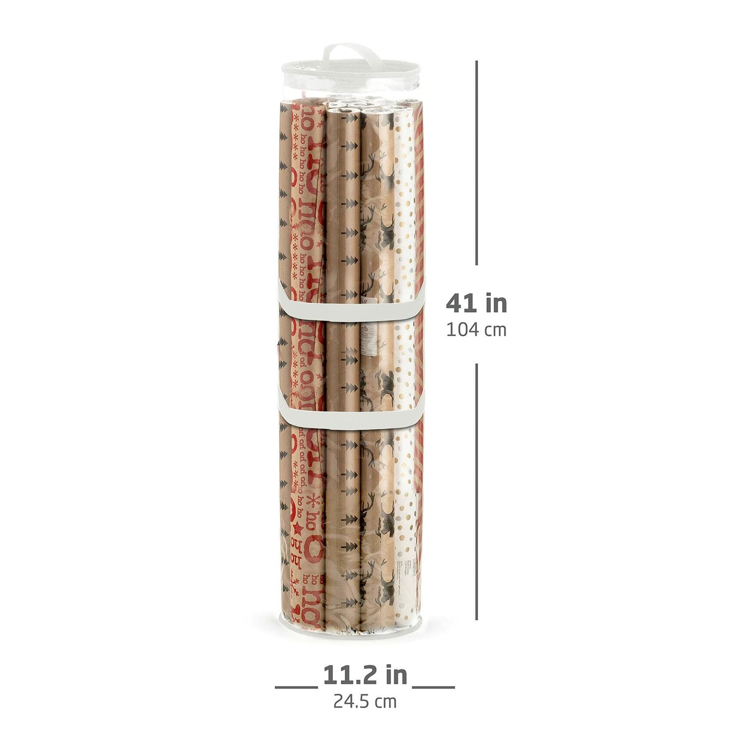 ZOBER Wrapping Paper Organizer 40in Waterproof Storage Holds 25 Rolls White