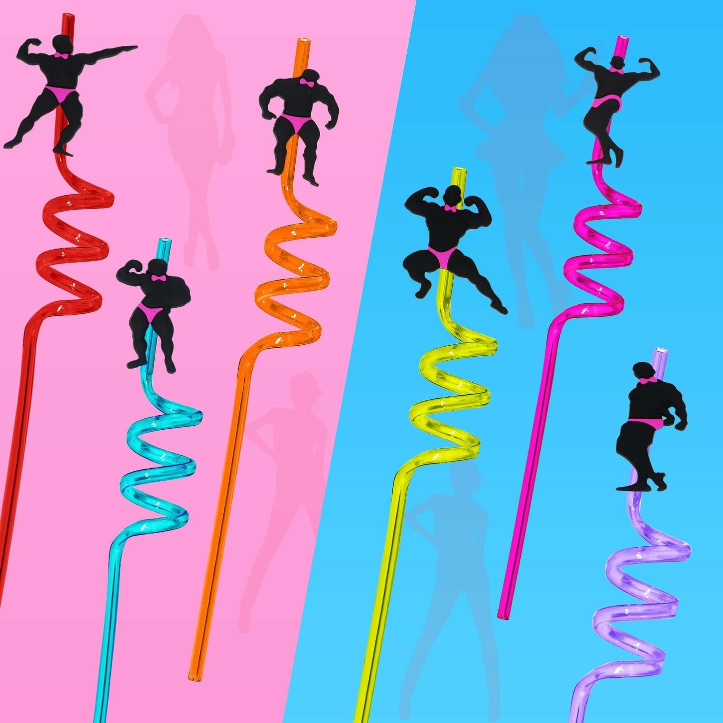 AYINOBY 24 Reusable Bachelorette Party Straws with 2 Cleaning Brushes Plastic