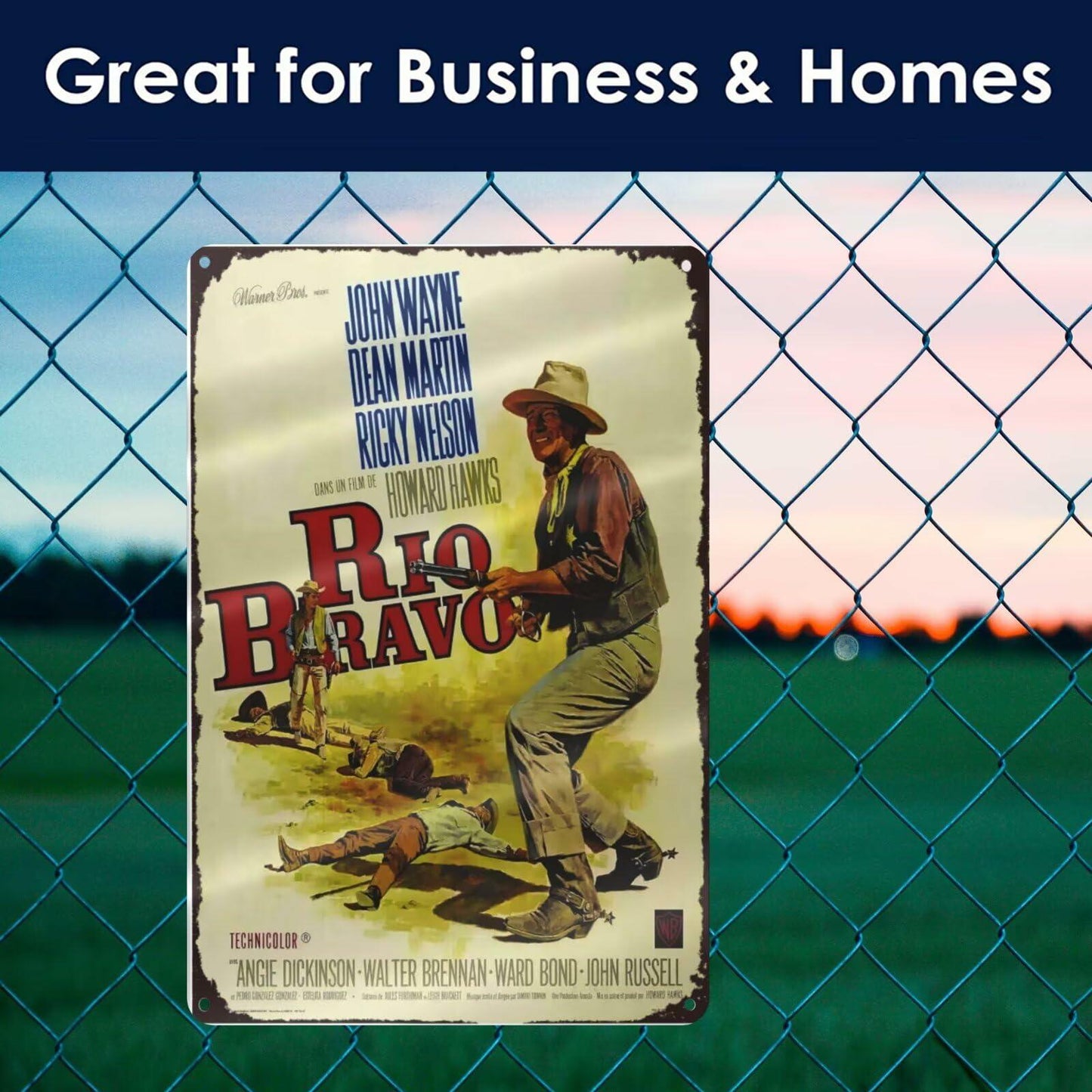 GCOCL Western Cowboy Vintage Movie Poster Metal Tin Sign Red 8x12 Inches