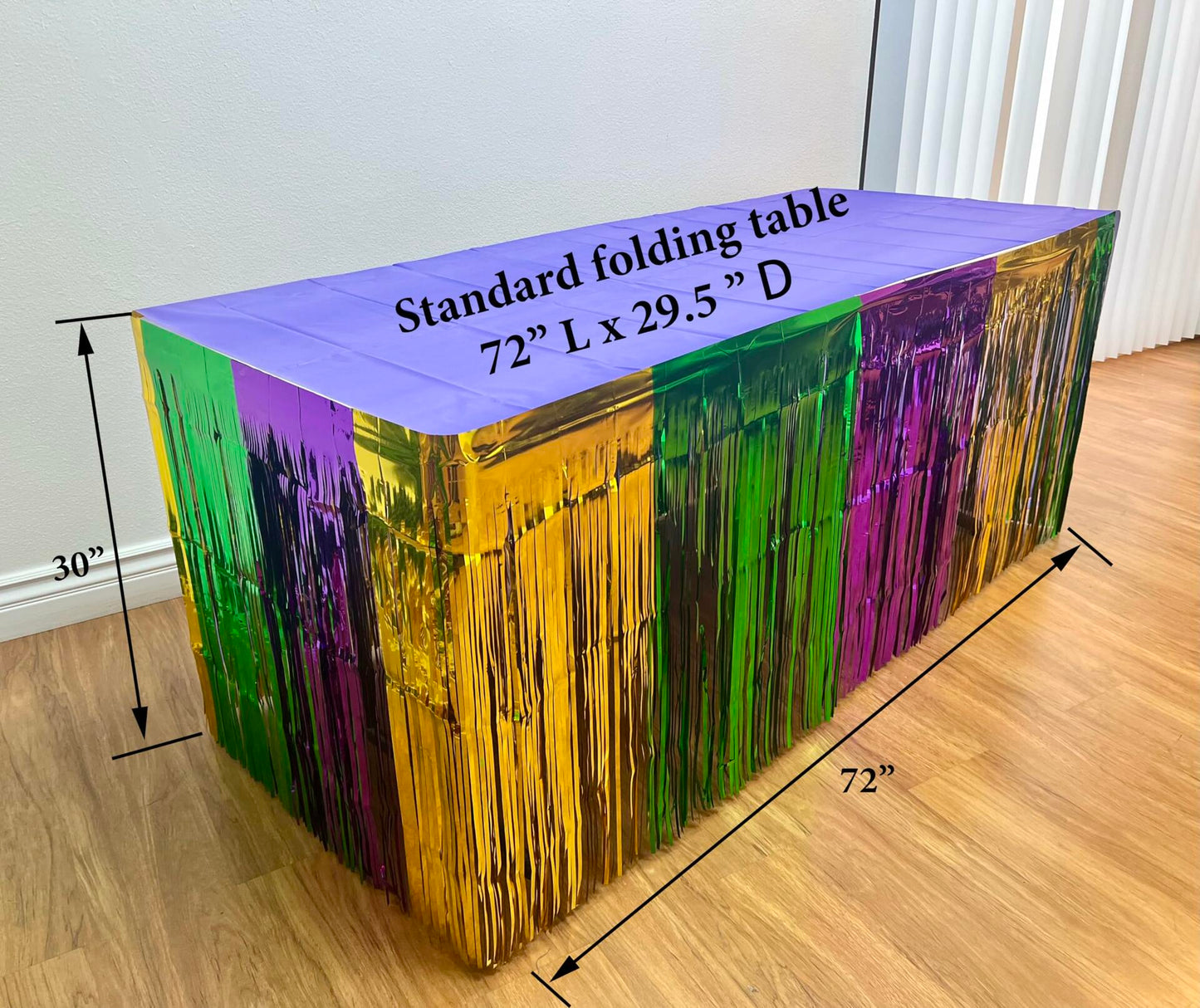 GiftExpress 2-Pack Mardi Gras Metallic Fringe Table Skirts Purple Foil Fringe