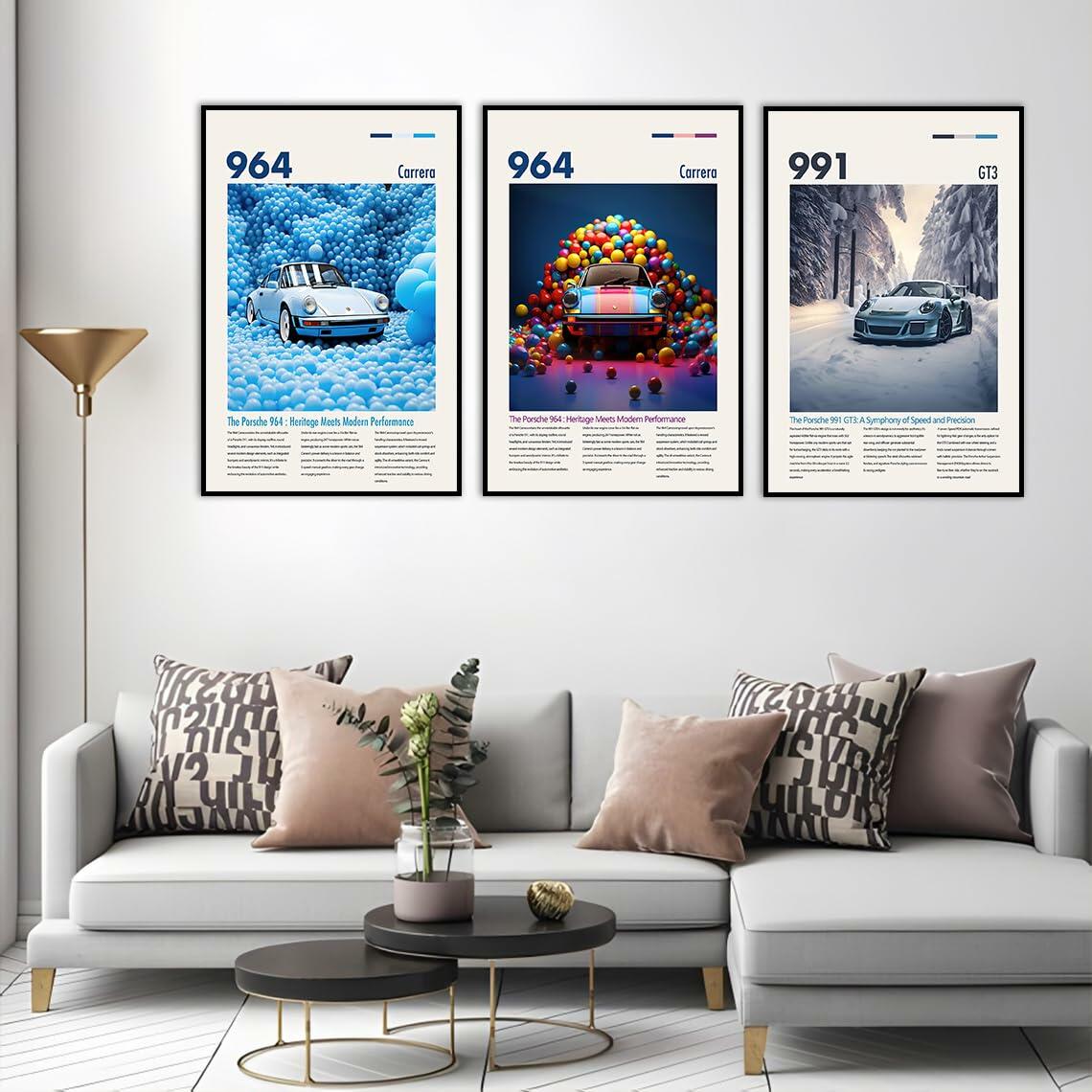 YofAb 911 GT Turbo Car Poster Canvas Wall Art Unframed 12x18 Black