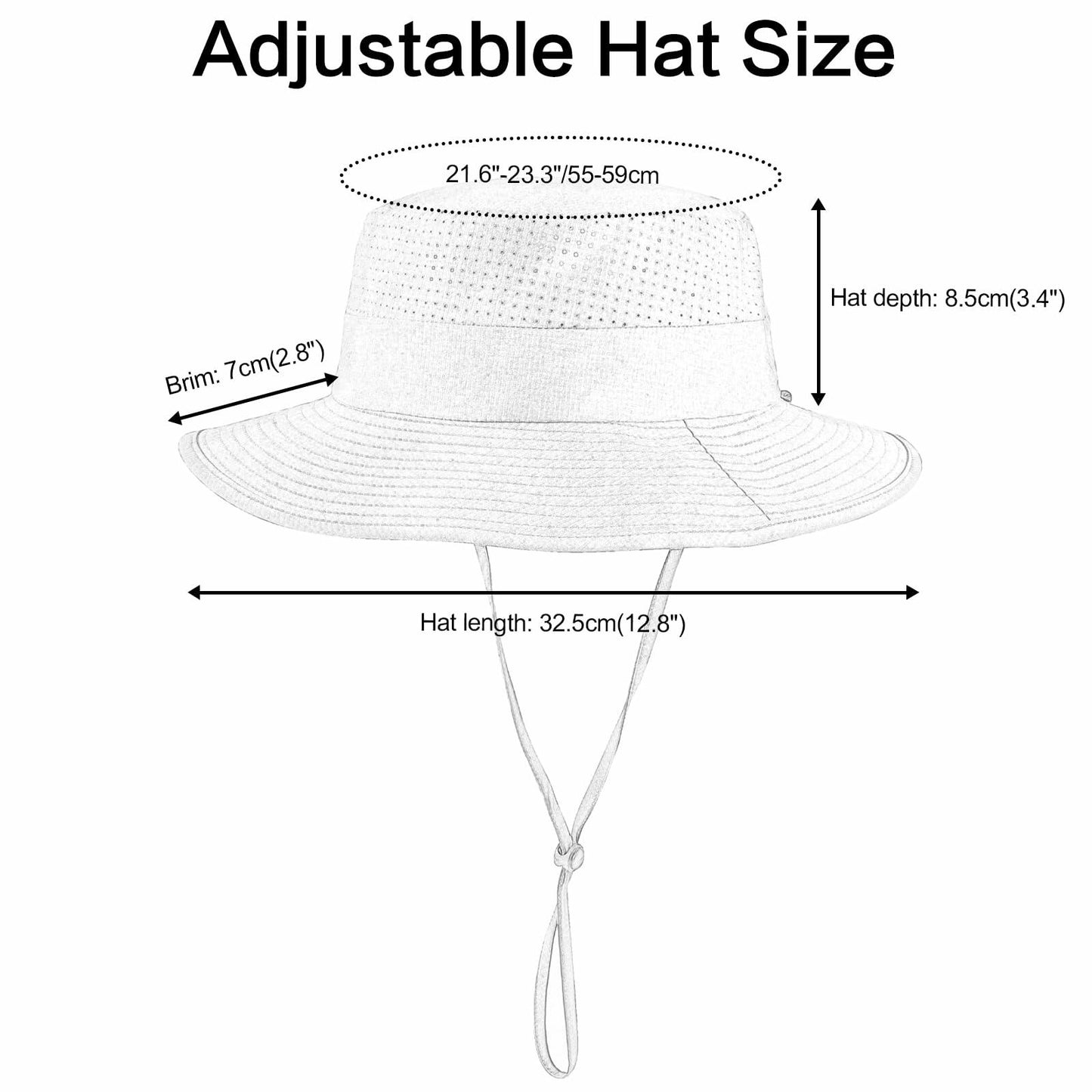 VOBOOM Breathable Wide Brim Sun Hat UV Protection Fishing Cap Grey