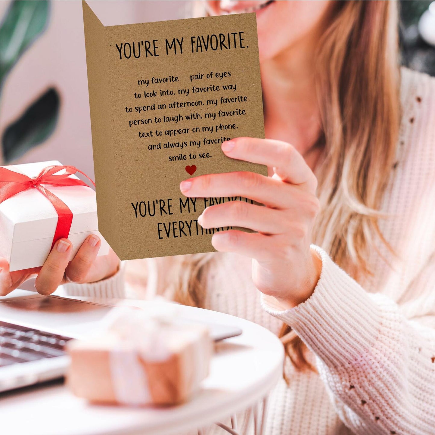 Pawzity Anniversary Card for Couple Hearts Pattern 5.3x8in Single Folded Card