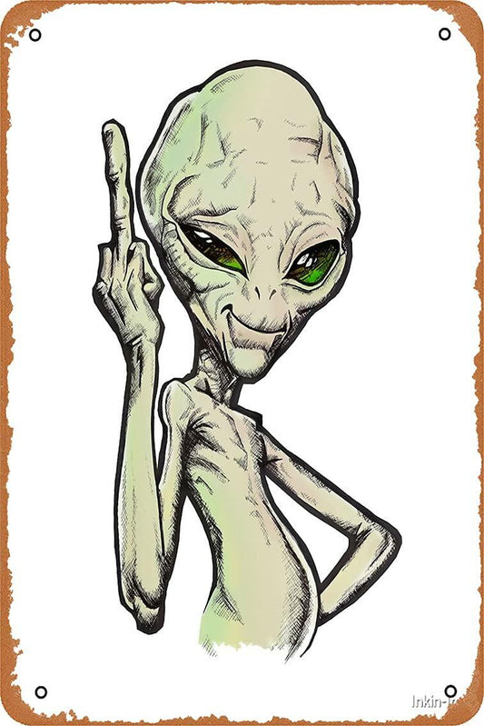 NIUMOWANG Paul The Alien Metal Sign 12x8 Inches Green Stylish