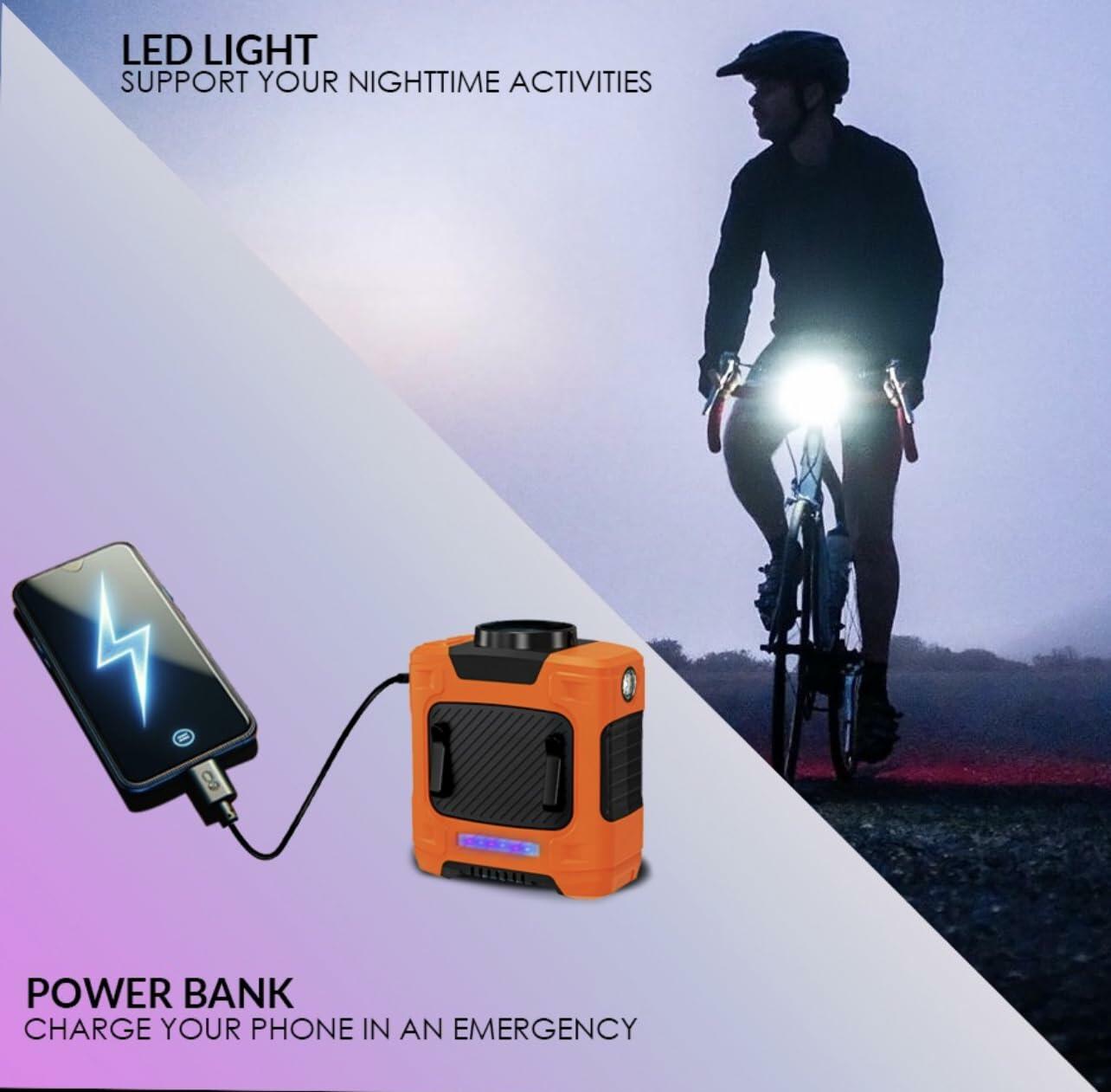 Generic AMKEN Waist Fan Clip-On Portable Cooling Fan 10000mAh LED Orange/Black