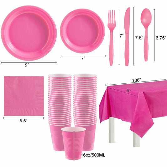 Suertestarry 102 Pcs Party Plates Napkins Set Rose Pink for 20 People