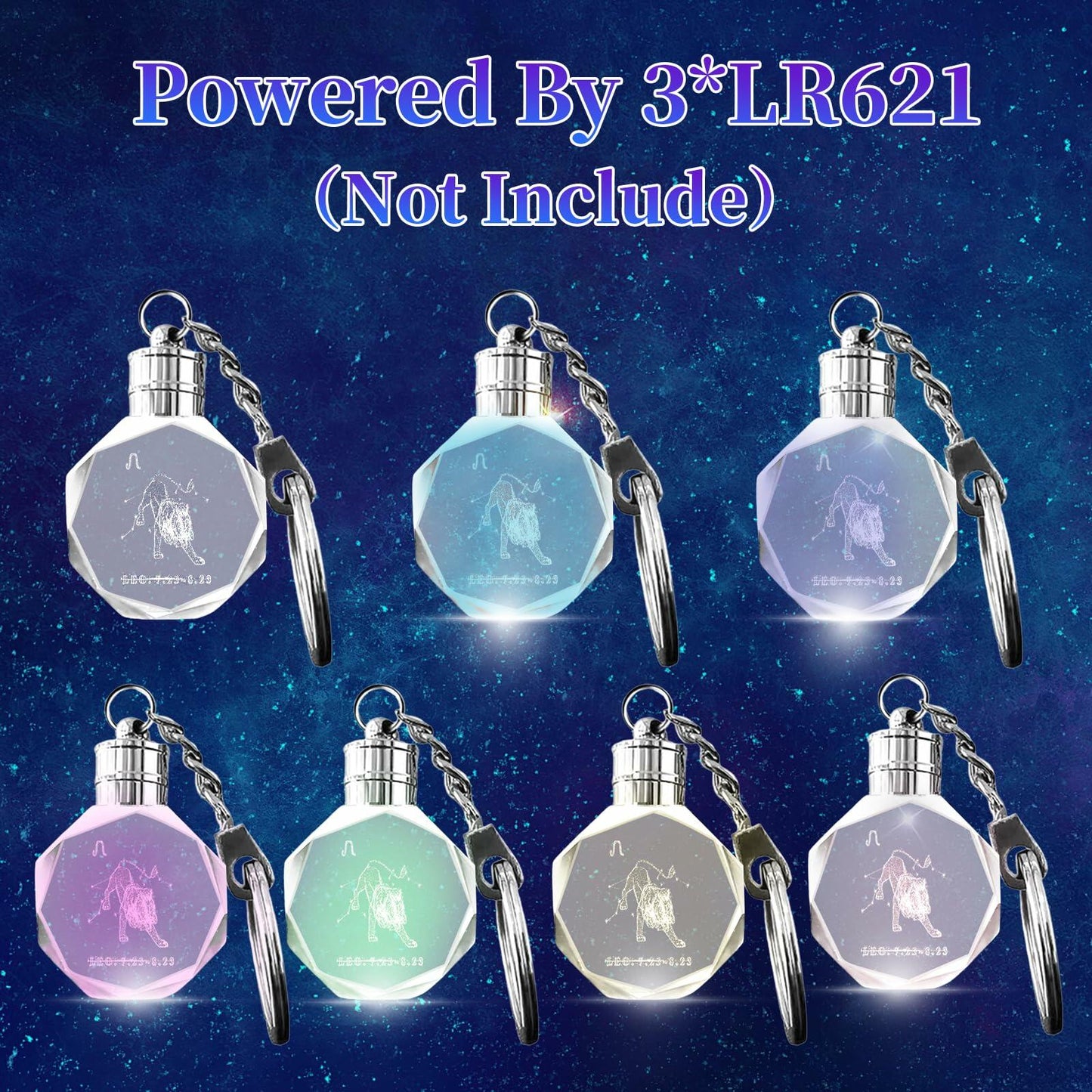 Artmosphere Taurus Zodiac Crystal LED Keychain Color Changing Transparent