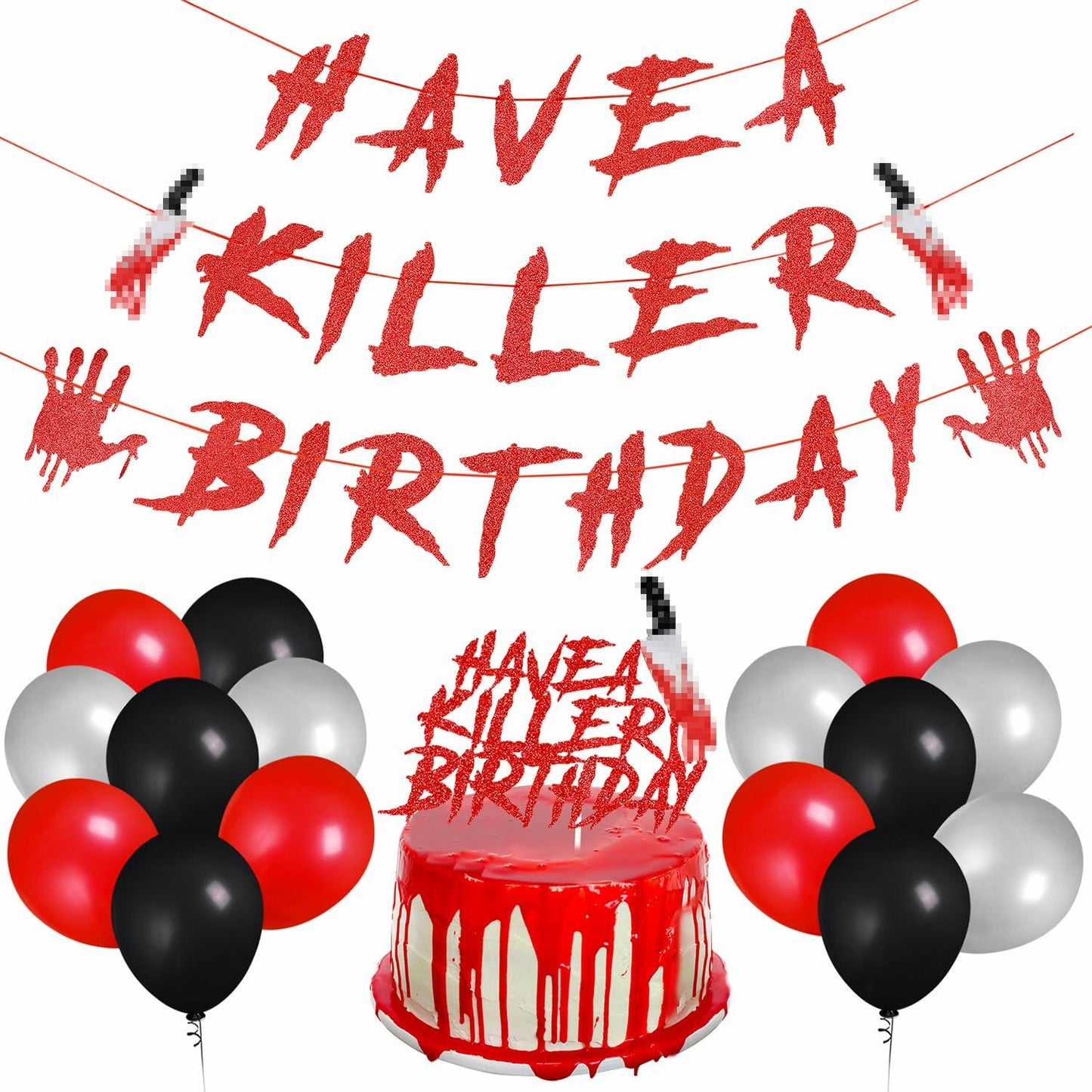 LeeSky Red Have A Killer Birthday Banner Halloween Horror Party Decoration