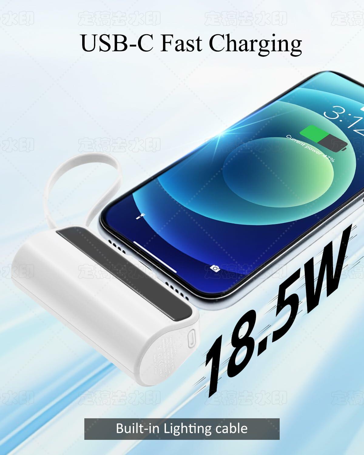 Generic LWM Mini 5000mAh Fast Charging Power Bank Type-C White