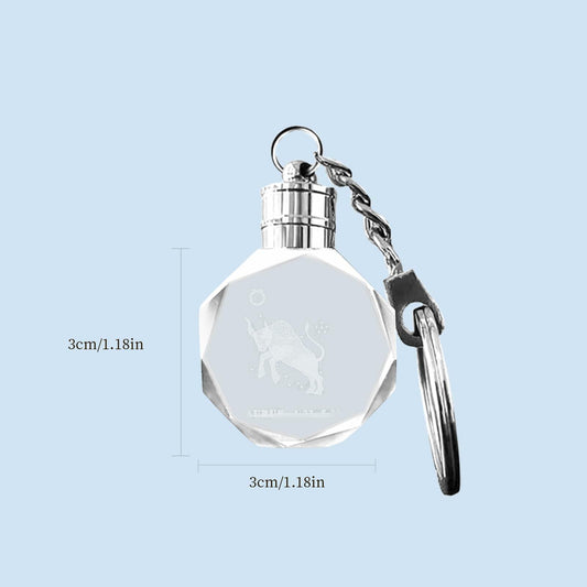 Artmosphere Taurus Zodiac Crystal LED Keychain Color Changing Transparent