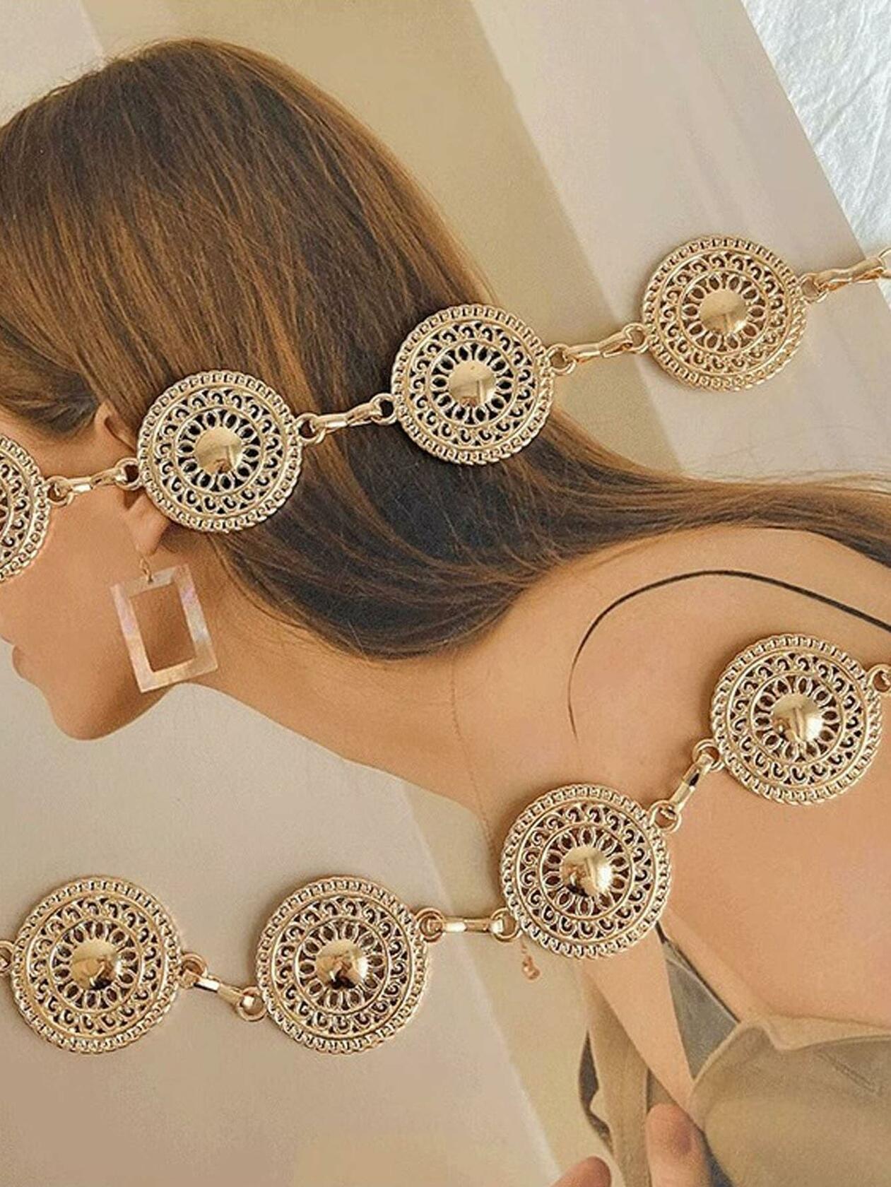 GORGLITTER Western Metal Cowgirl Waist Chain Belt Gold One Size