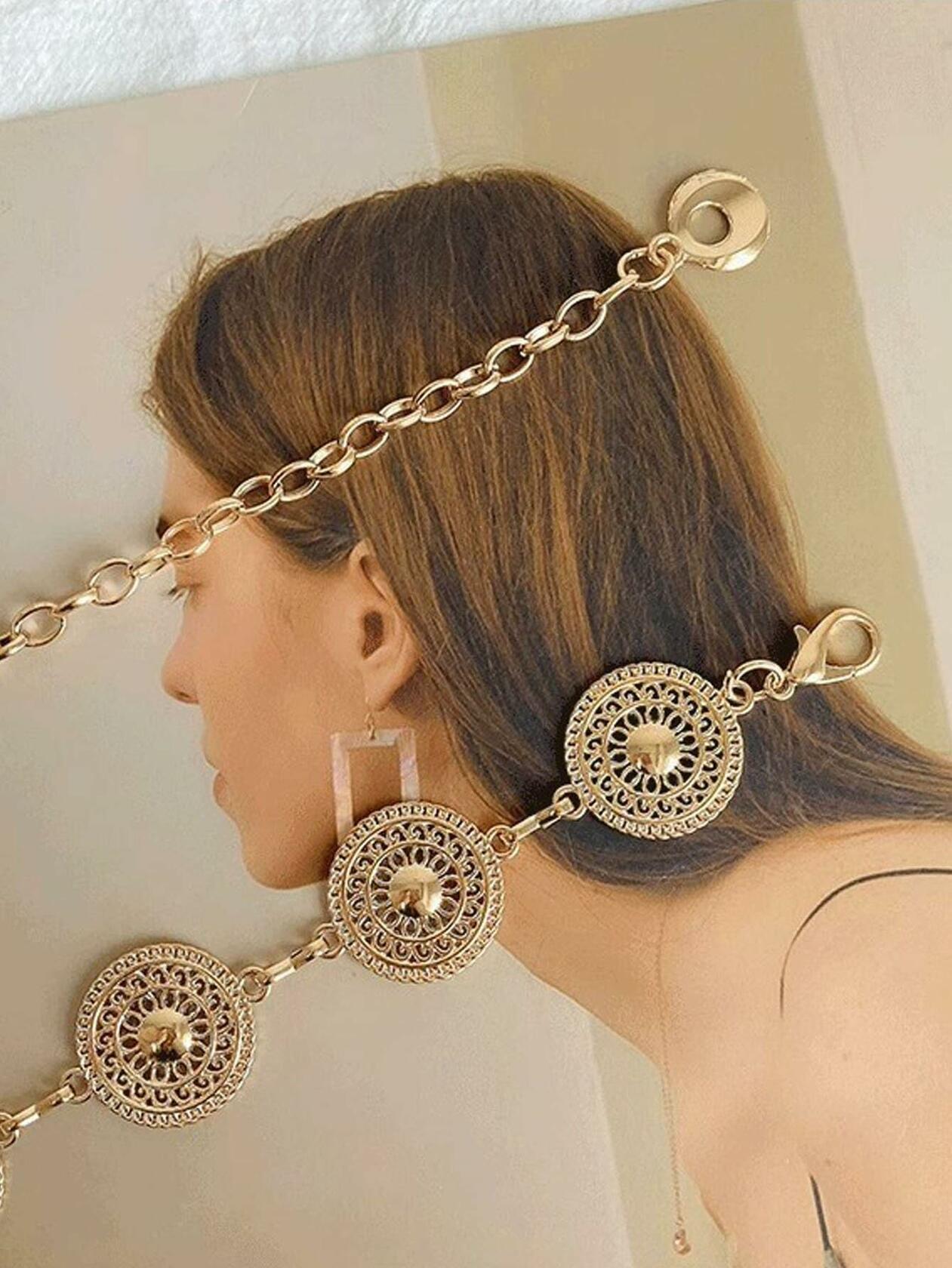 GORGLITTER Western Metal Cowgirl Waist Chain Belt Gold One Size