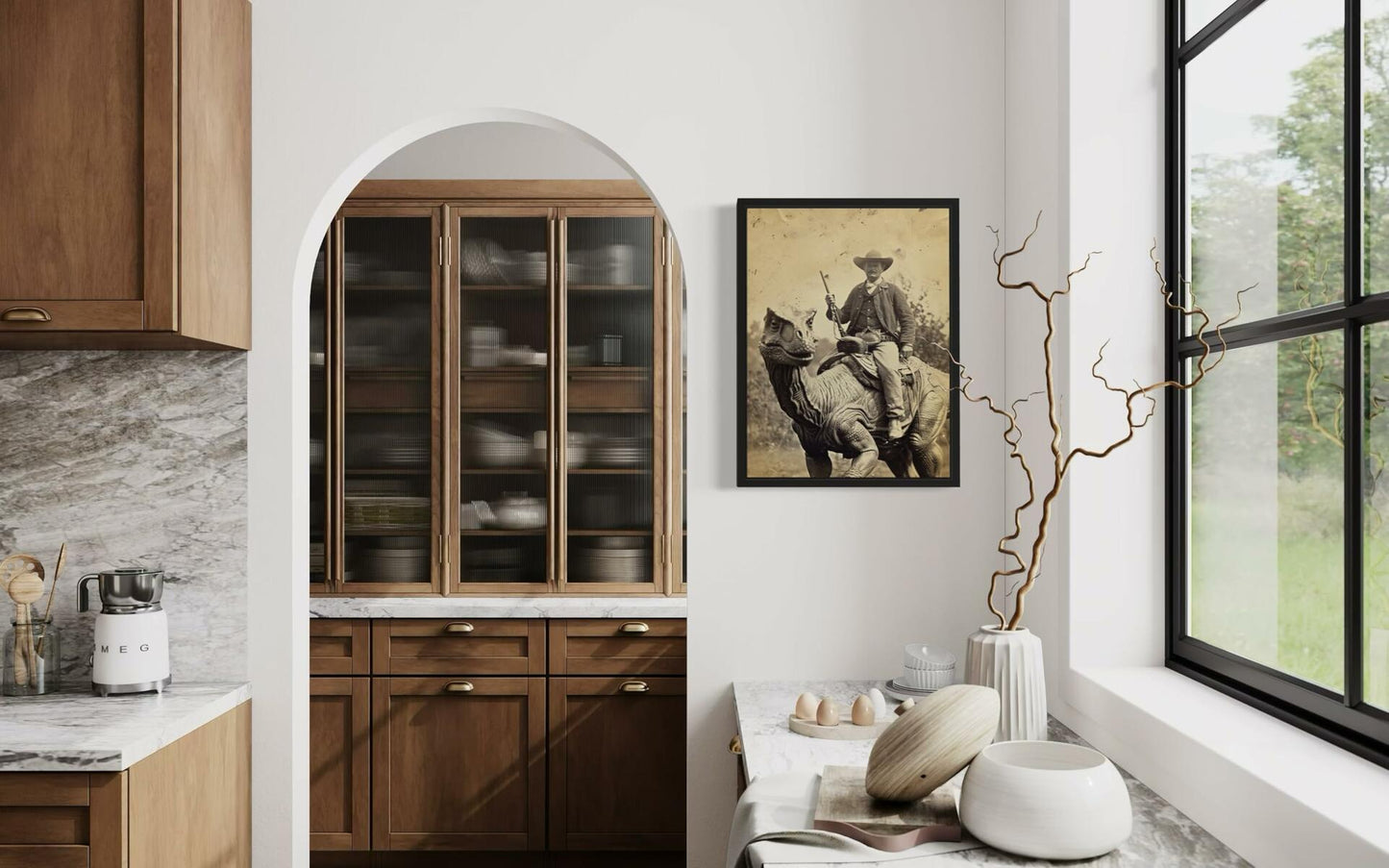 HomeArtPrint Dinosaur Cowboy Wall Art Poster Print 8x10 Inches Unframed