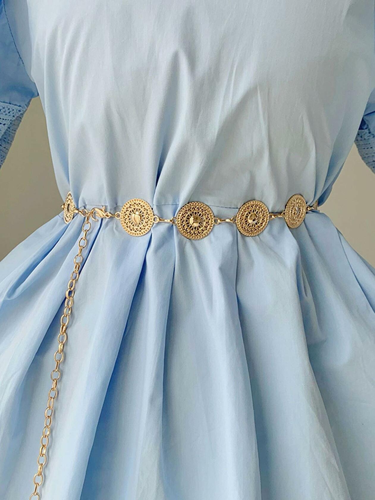 GORGLITTER Western Metal Cowgirl Waist Chain Belt Gold One Size