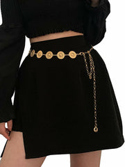 GORGLITTER Western Metal Cowgirl Waist Chain Belt Gold One Size
