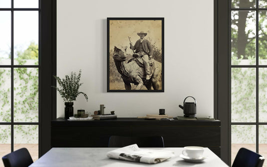 HomeArtPrint Dinosaur Cowboy Wall Art Poster Print 8x10 Inches Unframed