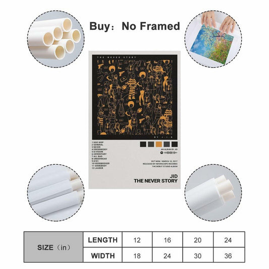 DFSUAREB JID The Never Story Canvas Poster Landscape 12x18in Unframed