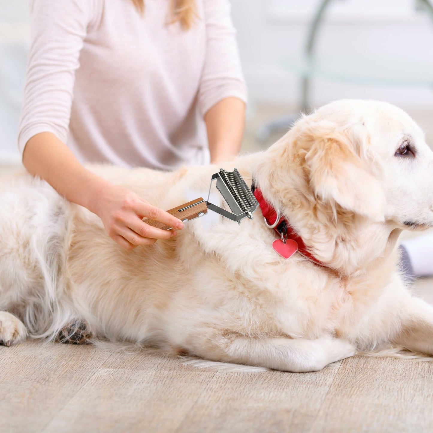 Framad Dematting Brush 2-in-1 Stainless Steel Dog Cat Comb Grooming Tool