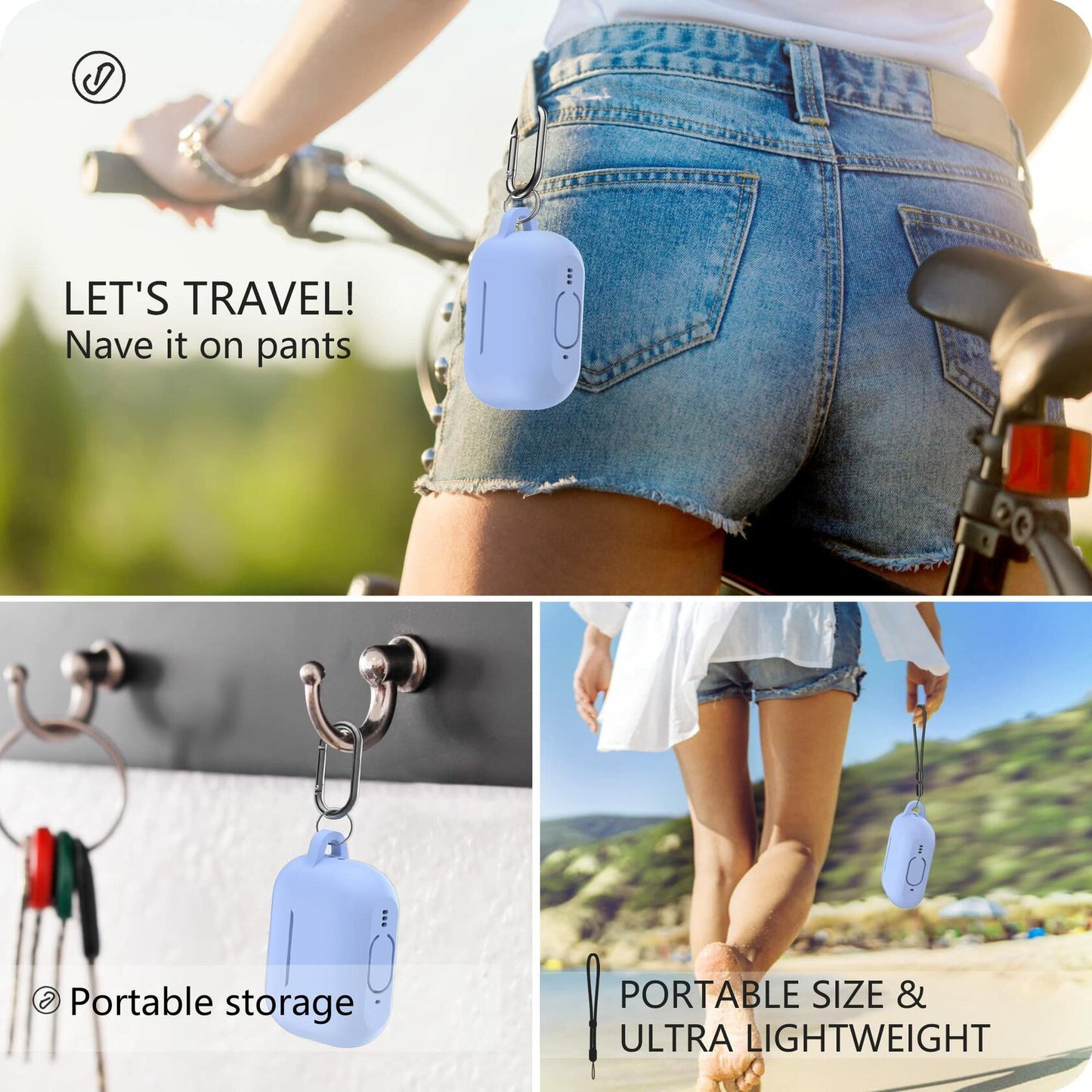 BOBEN AirPods Pro 2 Case Silicone Cover with Lanyard Keychain Blue