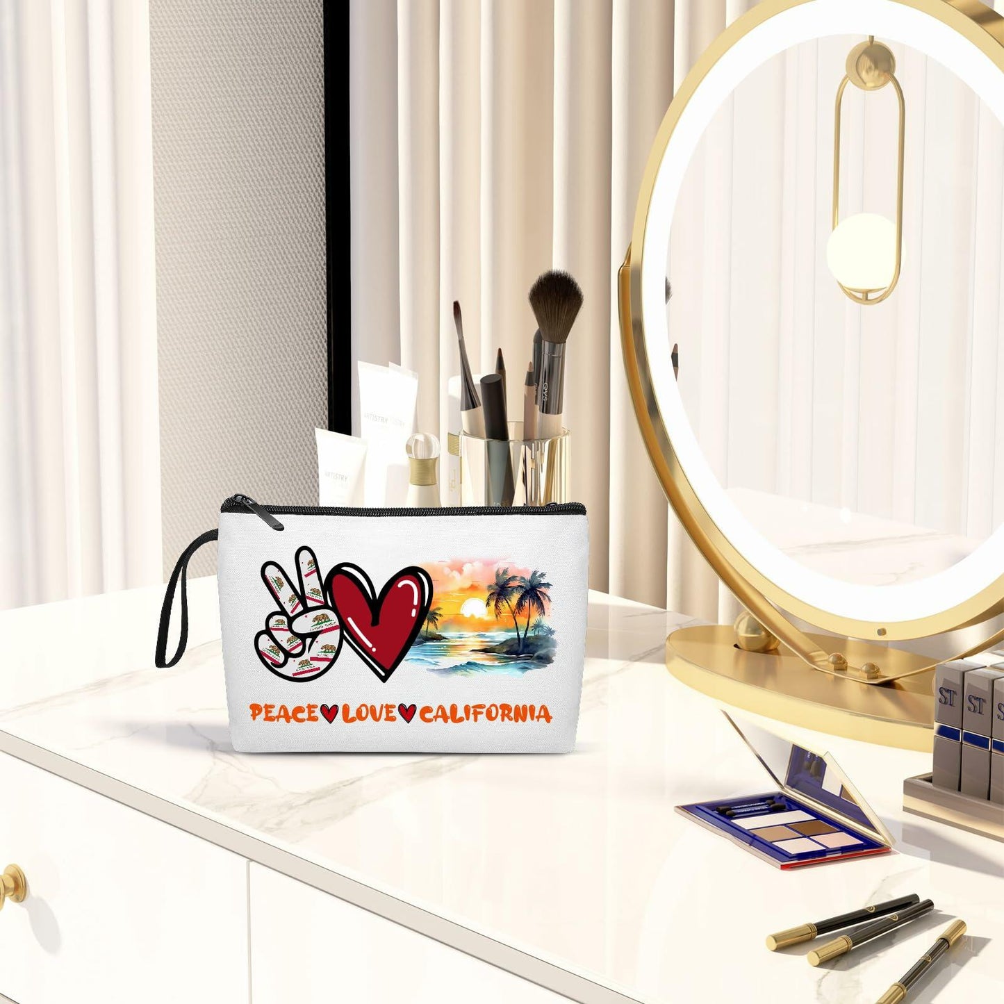 Gostop Texas State Cosmetic Bag Peace Love Texas Makeup Zipper Pouch