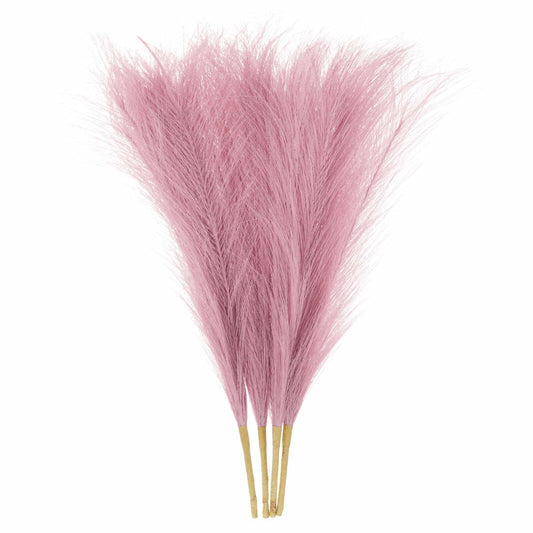 uxcell Faux Pampas Grass 17in 6 Stem 4pcs Red Brown Decor Wedding Home