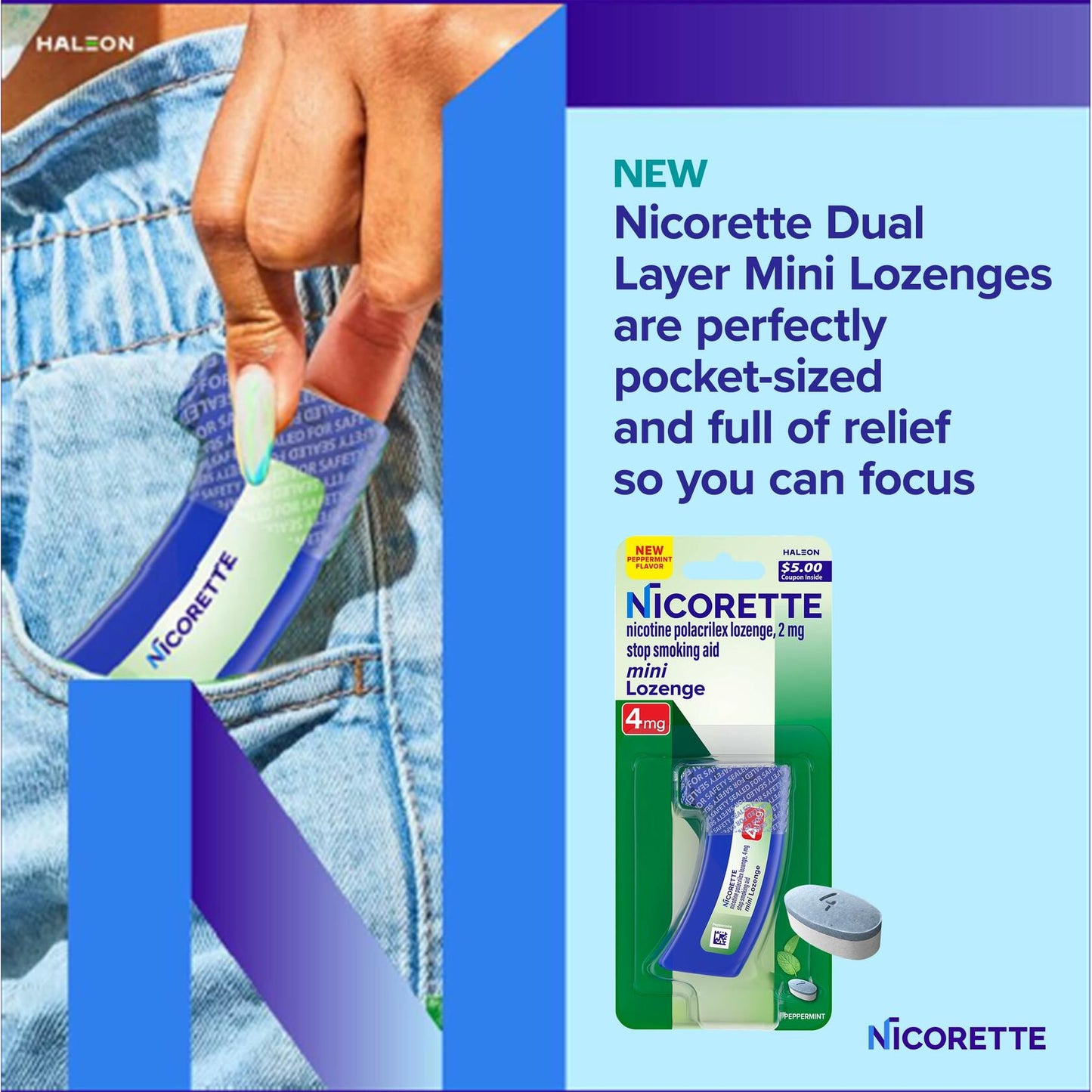 Nicorette Mini Nicotine Lozenges 4mg Peppermint Flavor 101ct