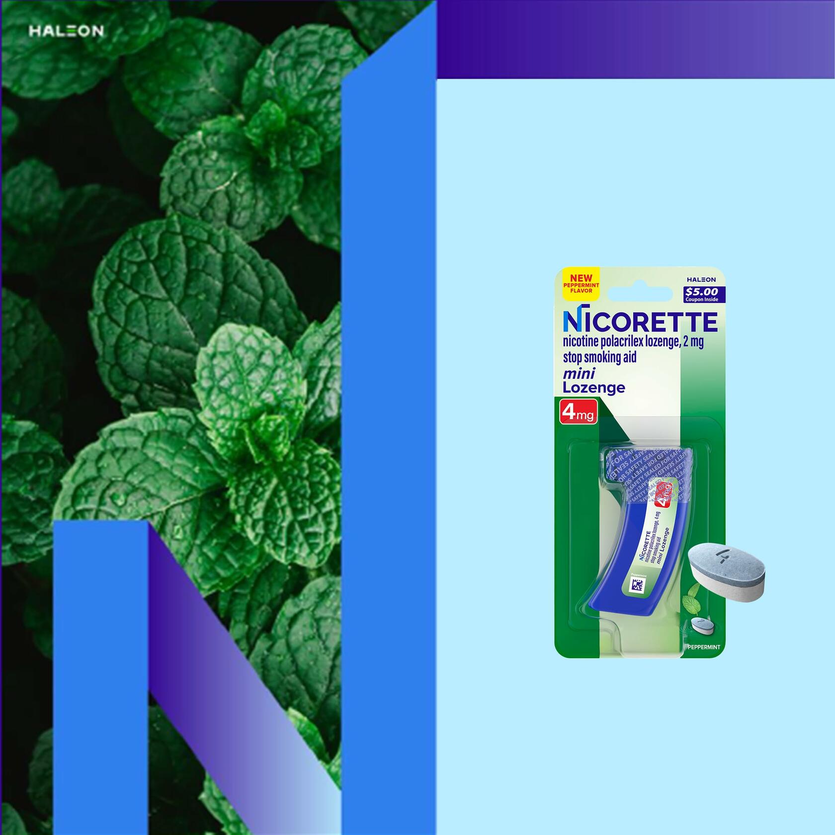 Nicorette Mini Nicotine Lozenges 4mg Peppermint Flavor 101ct