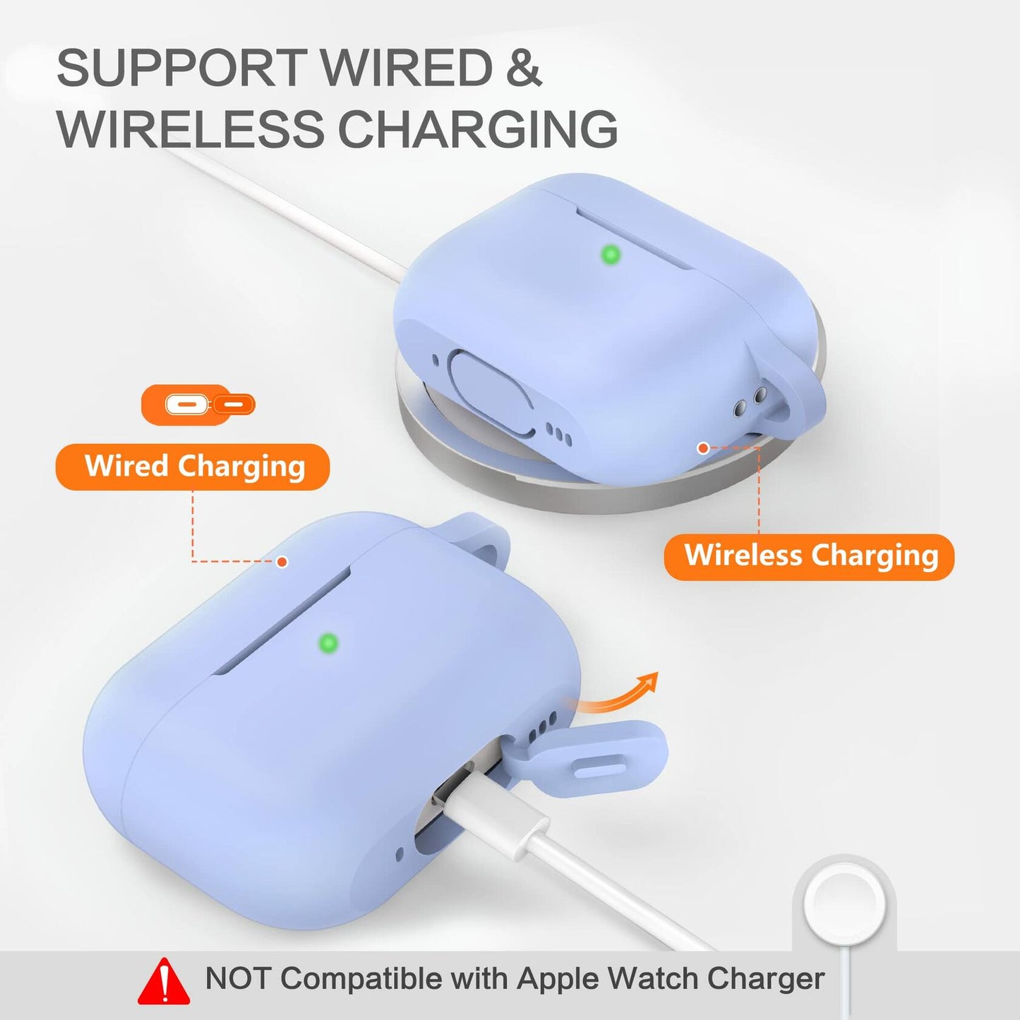 BOBEN AirPods Pro 2 Case Silicone Cover with Lanyard Keychain Blue