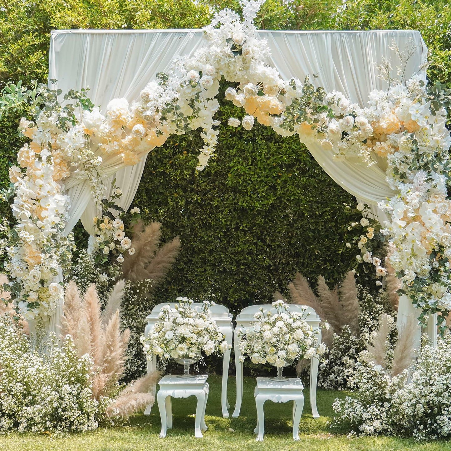 uxcell Faux Pampas Grass 17in 6 Stem 4pcs Red Brown Decor Wedding Home