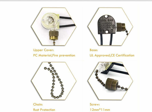 UNIVILLE Zing Ear ZE-109 Ceiling Fan Light Switch On-Off Speed Bronze 1