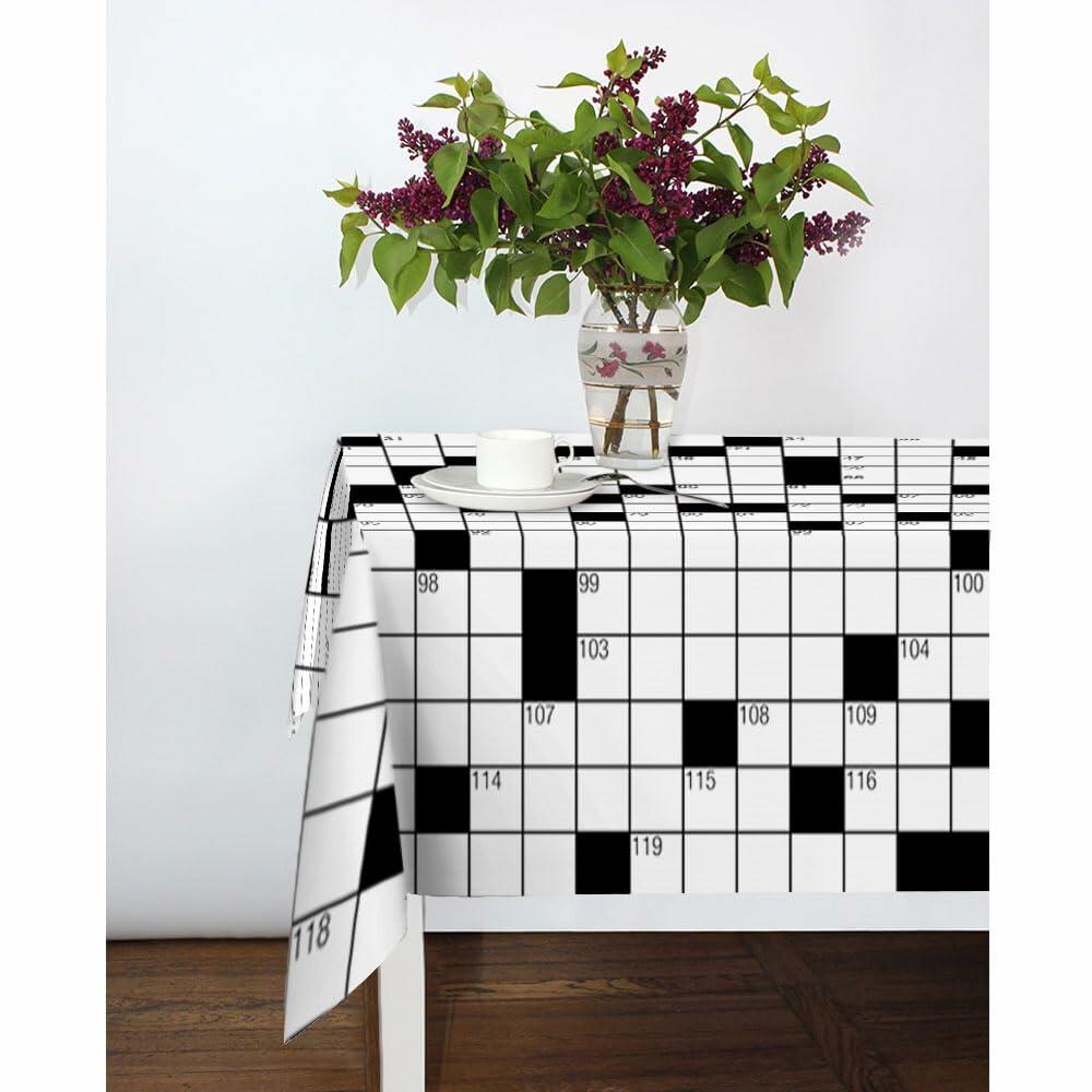 NOHSHE Crossword Puzzle Table Cloth Black White Waterproof 52x70