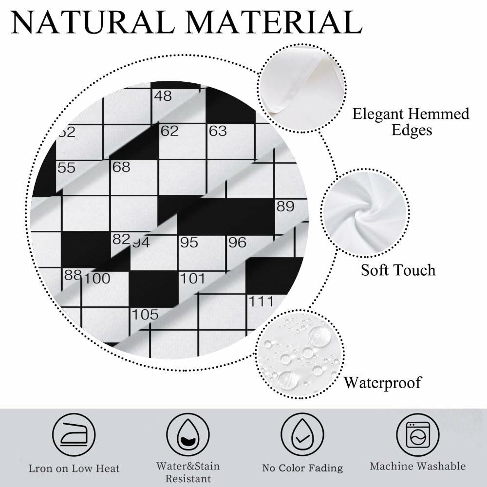 NOHSHE Crossword Puzzle Table Cloth Black White Waterproof 52x70
