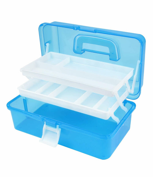 Qudqju 3-Layer Small Tackle Box Organizer with Handle Blue