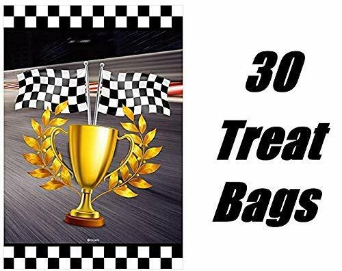 Race Car Party Supplies Set for 30 Kids Hats Bags Banners Swirls Backdrop
