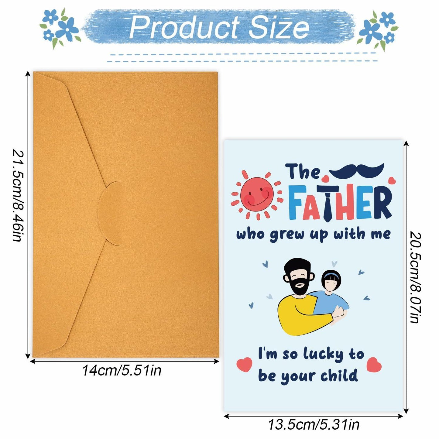 NQEUEPN New Dad 1st Birthday Card with Envelope Multicolor Father's Day Gift